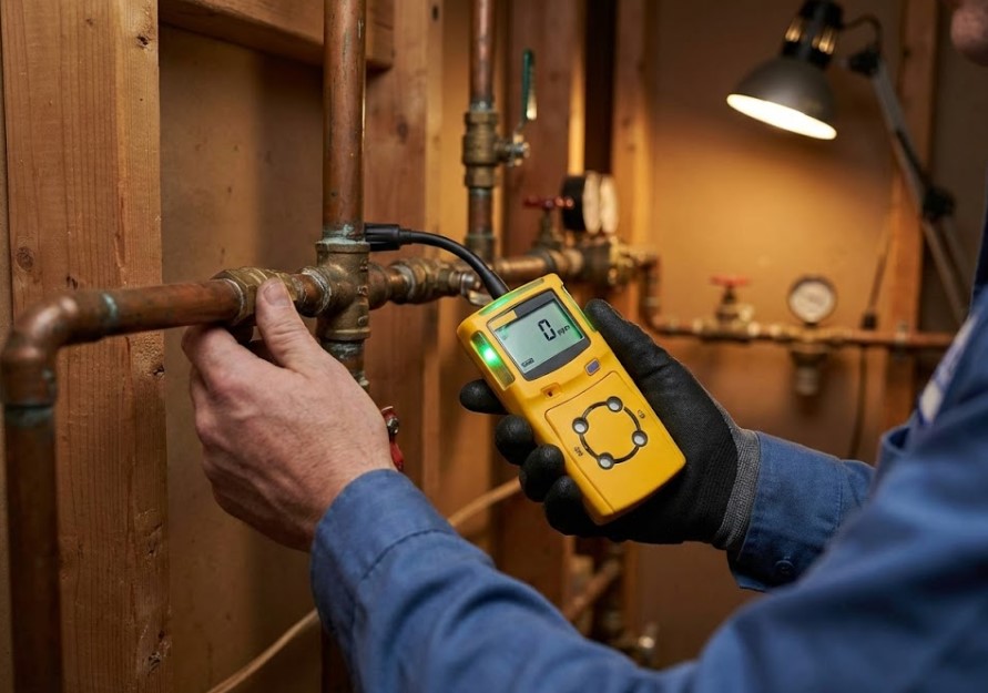 Wellington Plumber checking for gas leak